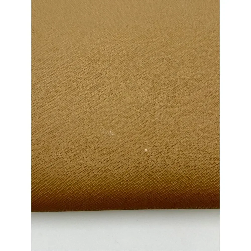 Tory Burch Zip Around Continental Wallet Tan Saffiano Leather Colorblock